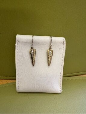 Silpada Gold-tone and Silver Spike Drop Earrings with Crystal Accents